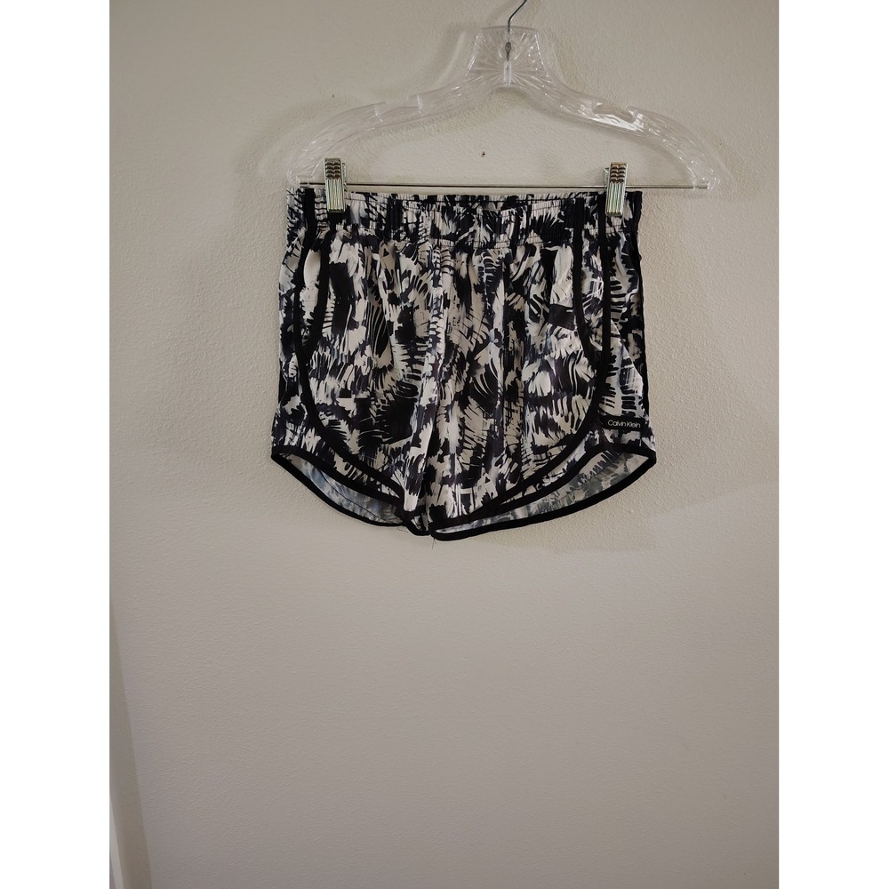 Calvin Klein Performance Womens Black White Abstract Print Running Shorts Small